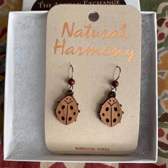 Brand new wooden ladybug and owl earrings - Picture 3 of 7